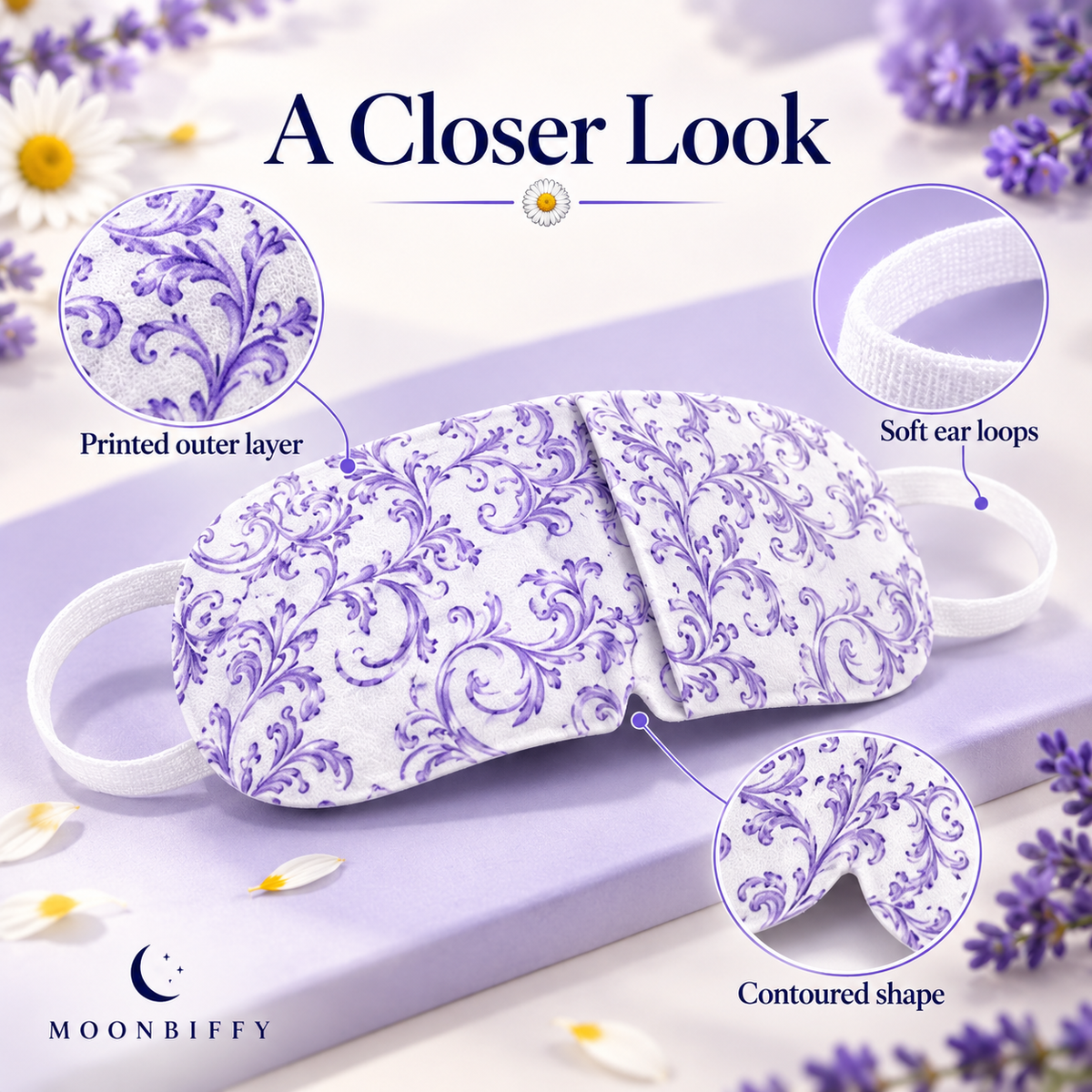 MOONBIFFY Chamomile Steam Eye Mask – 16 Individually Wrapped Masks
