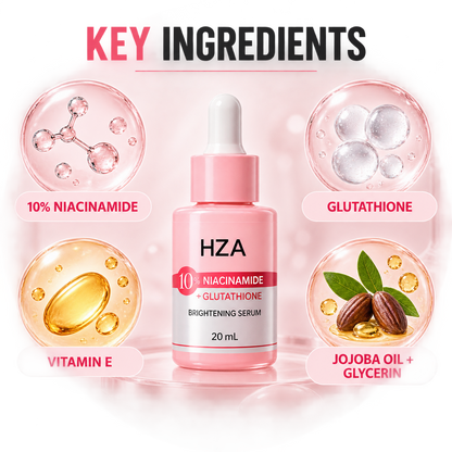 HZA 10% Niacinamide + Glutathione Brightening Serum – 20 mL