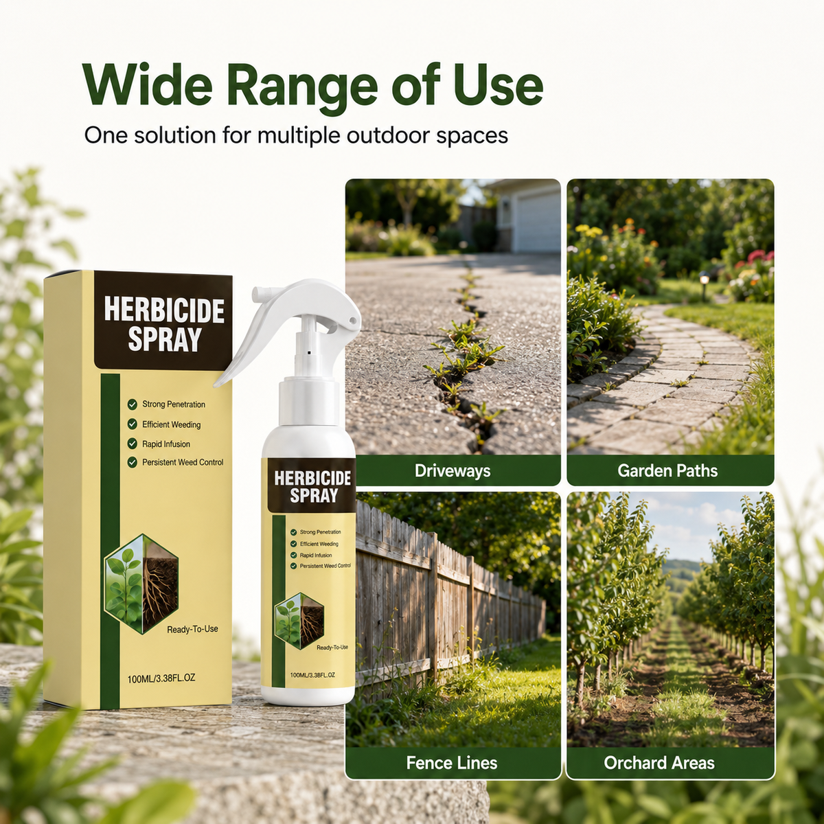 Herbicide spray compatible sprayer and garden use