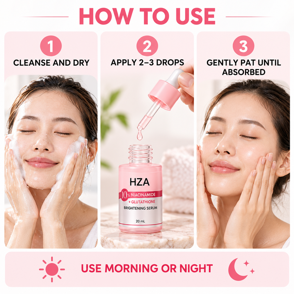 HZA 10% Niacinamide + Glutathione Brightening Serum – 20 mL