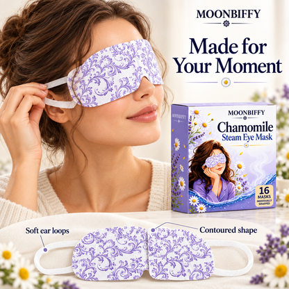 MOONBIFFY Chamomile Steam Eye Mask – 16 Individually Wrapped Masks