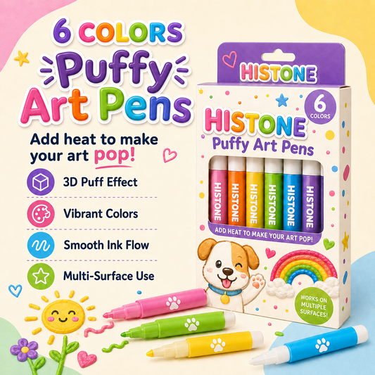 6 Colors Popcorn Puffy Art Pens for Kids