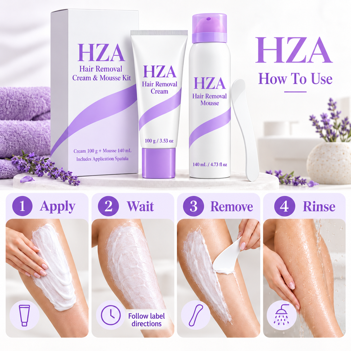 Gentle Body Hair Removal Cream & Mousse Kit
