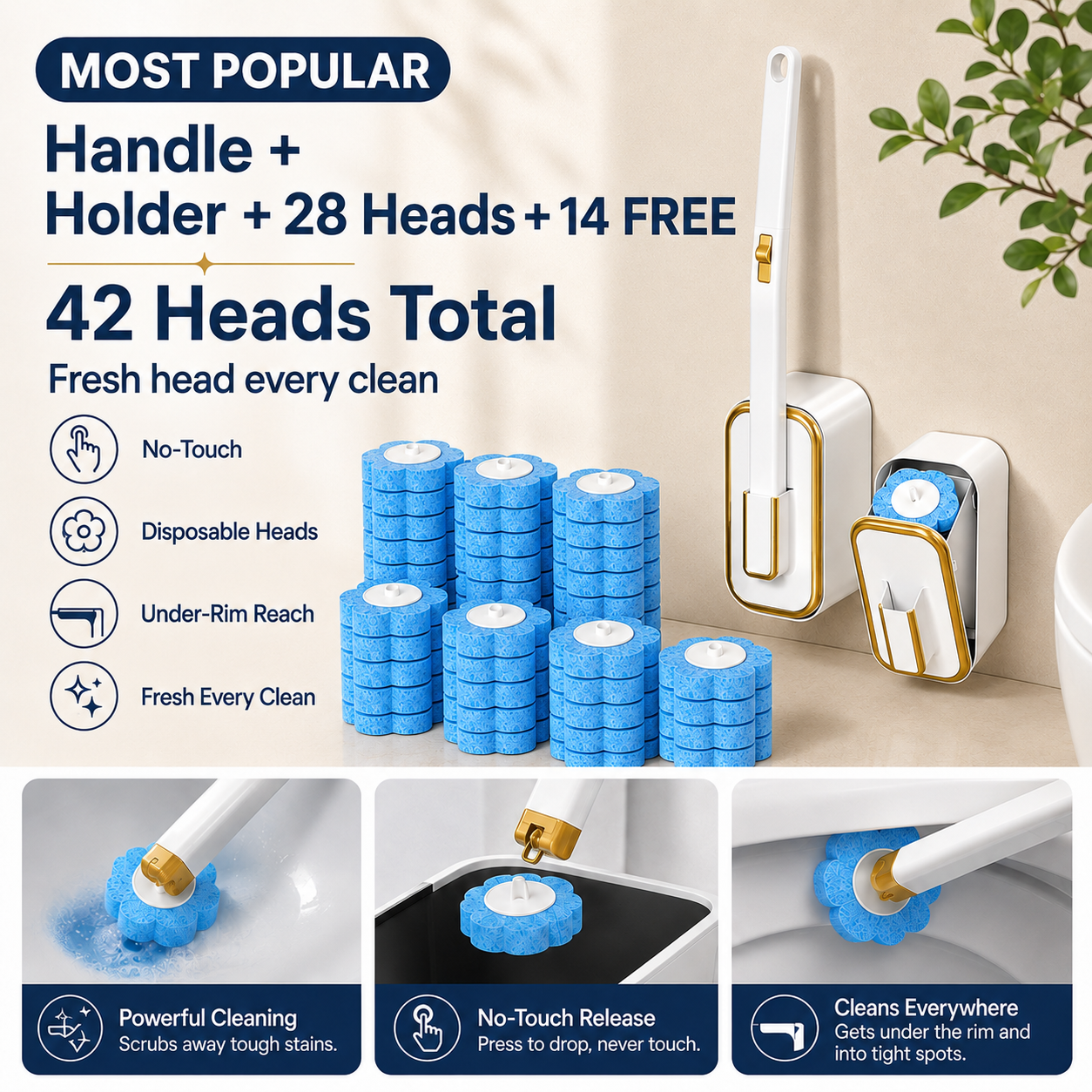 Wall-Mounted Disposable Toilet Scrubber Set