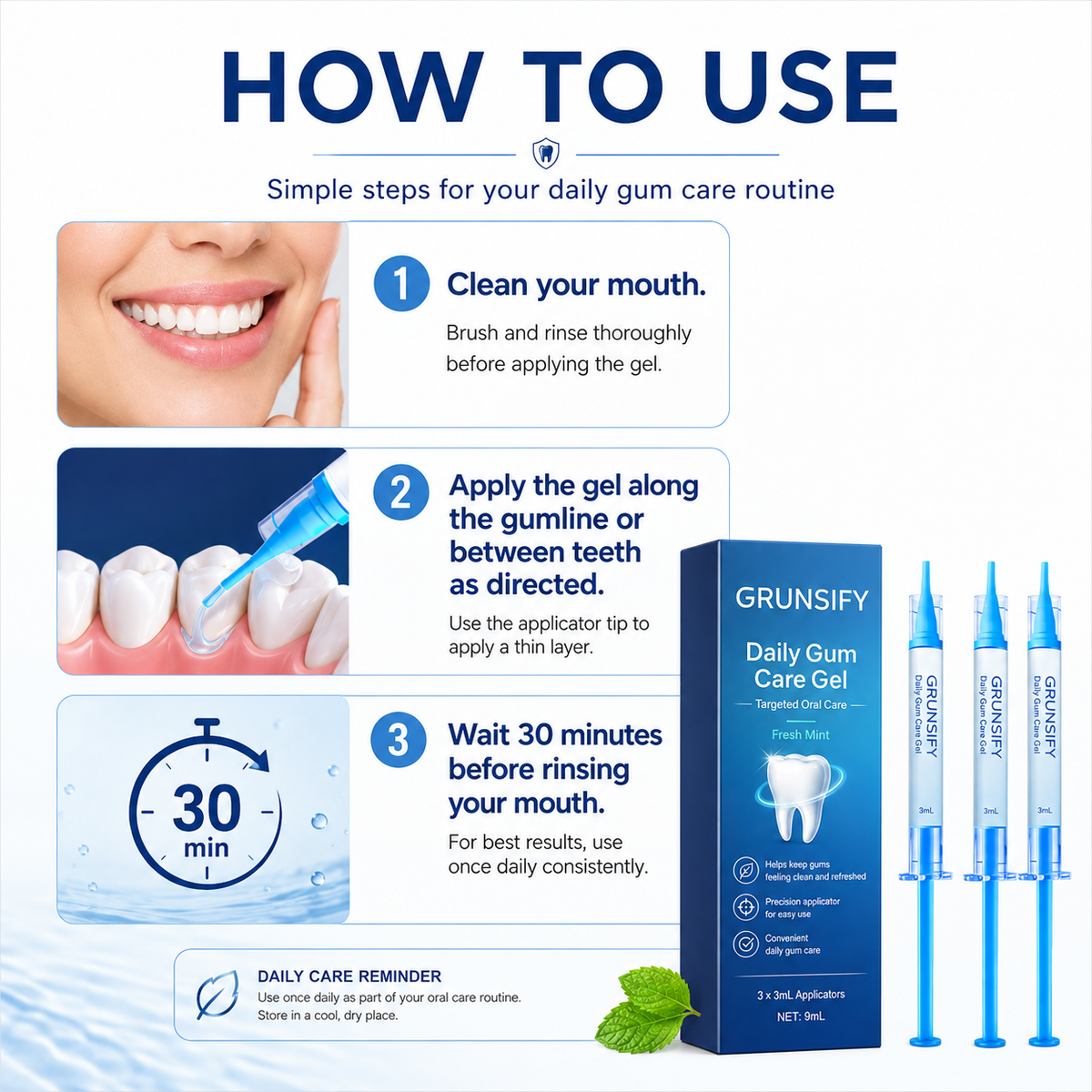 How to use Grunsify Gum Care Gel