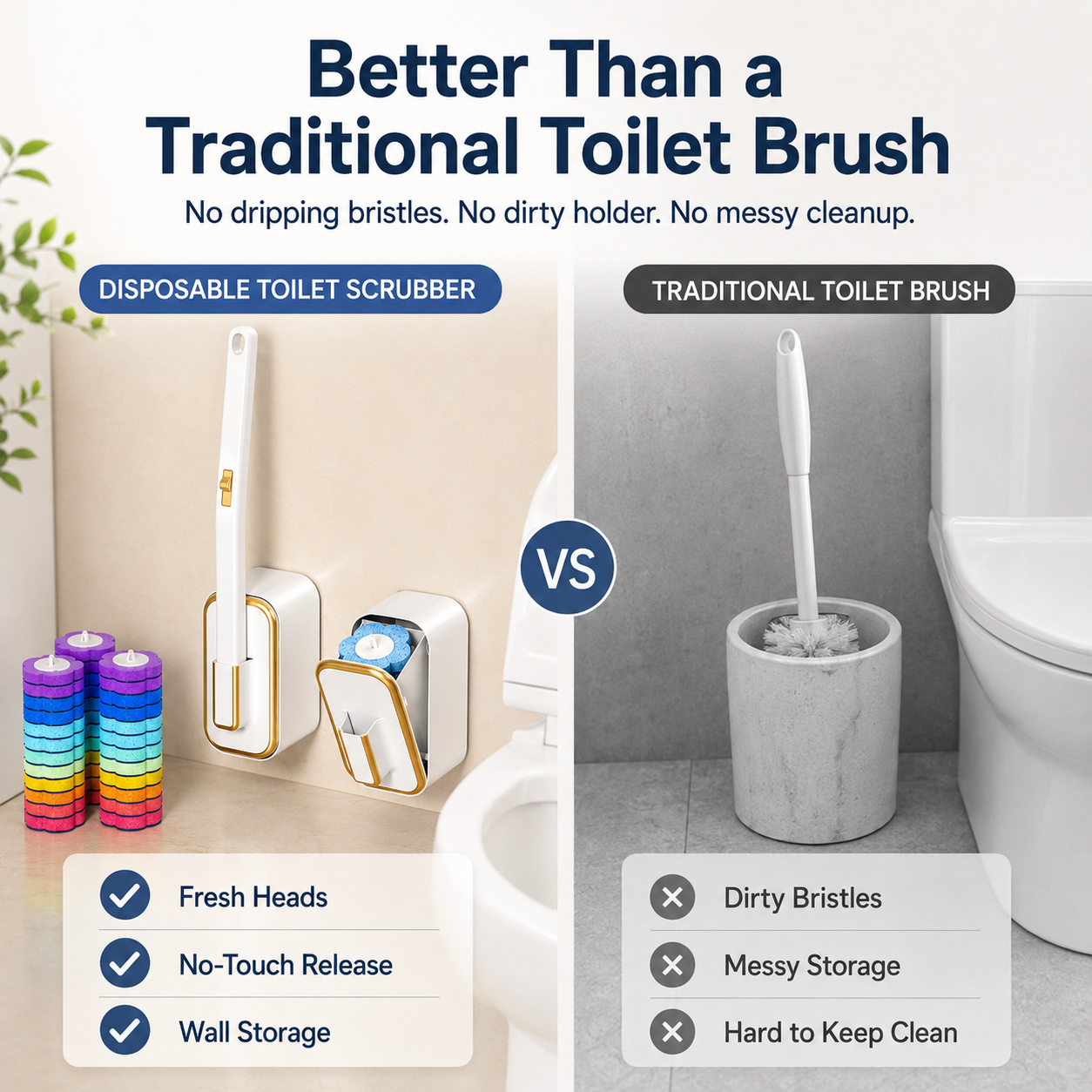 Wall-Mounted Disposable Toilet Scrubber Set