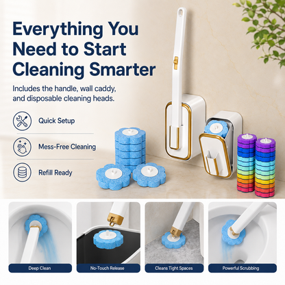 Wall-Mounted Disposable Toilet Scrubber Set