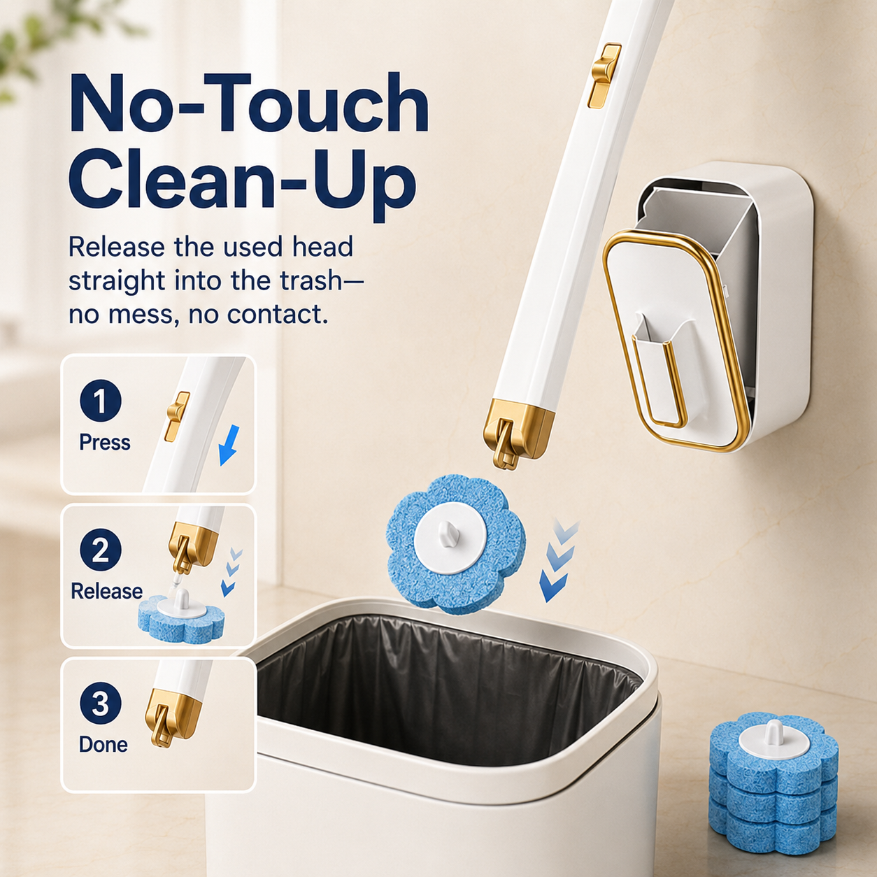 Wall-Mounted Disposable Toilet Scrubber Set