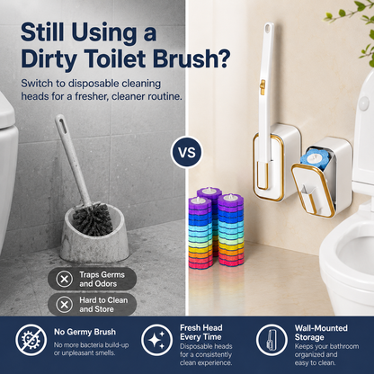 Wall-Mounted Disposable Toilet Scrubber Set
